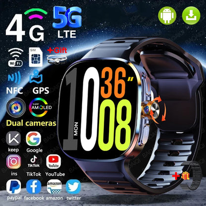 Reloj inteligente 4G/5G con pantalla más grande de 2,40 pulgadas con 190 °   Cámara giratoria GPS posición WIFI conectar aplicación descargar Android 10.0 reloj inteligente