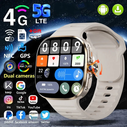 Reloj inteligente 4G/5G con pantalla más grande de 2,40 pulgadas con 190 °   Cámara giratoria GPS posición WIFI conectar aplicación descargar Android 10.0 reloj inteligente