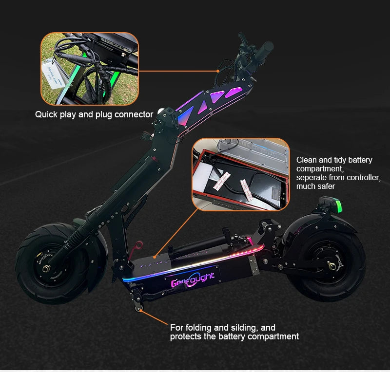 Scooter Eléctrico G14 72V 10000W LIVIAE con Doble Motor, Arranque con Tarjeta NFC, Asiento Gratis, Scooter Eléctrico de Largo Alcance 40-100AH