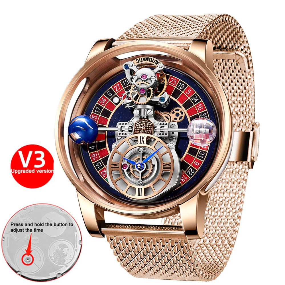 Las Vegas Roulette PINDU DESIGN Relojes para hombre Reloj de cuarzo Astronomia de lujo de primeras marcas Montre Homme