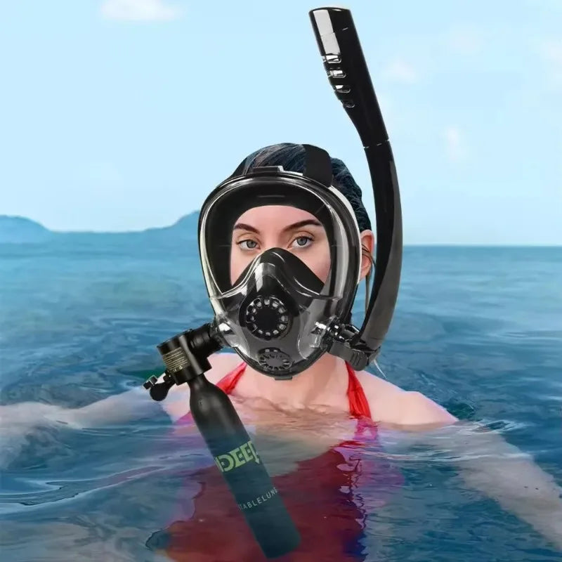 Minitanque de buceo de 0,5 l, submáscara, bomba de mano, cilindro ligero de oxígeno, juego de equipo de respiración subacuática