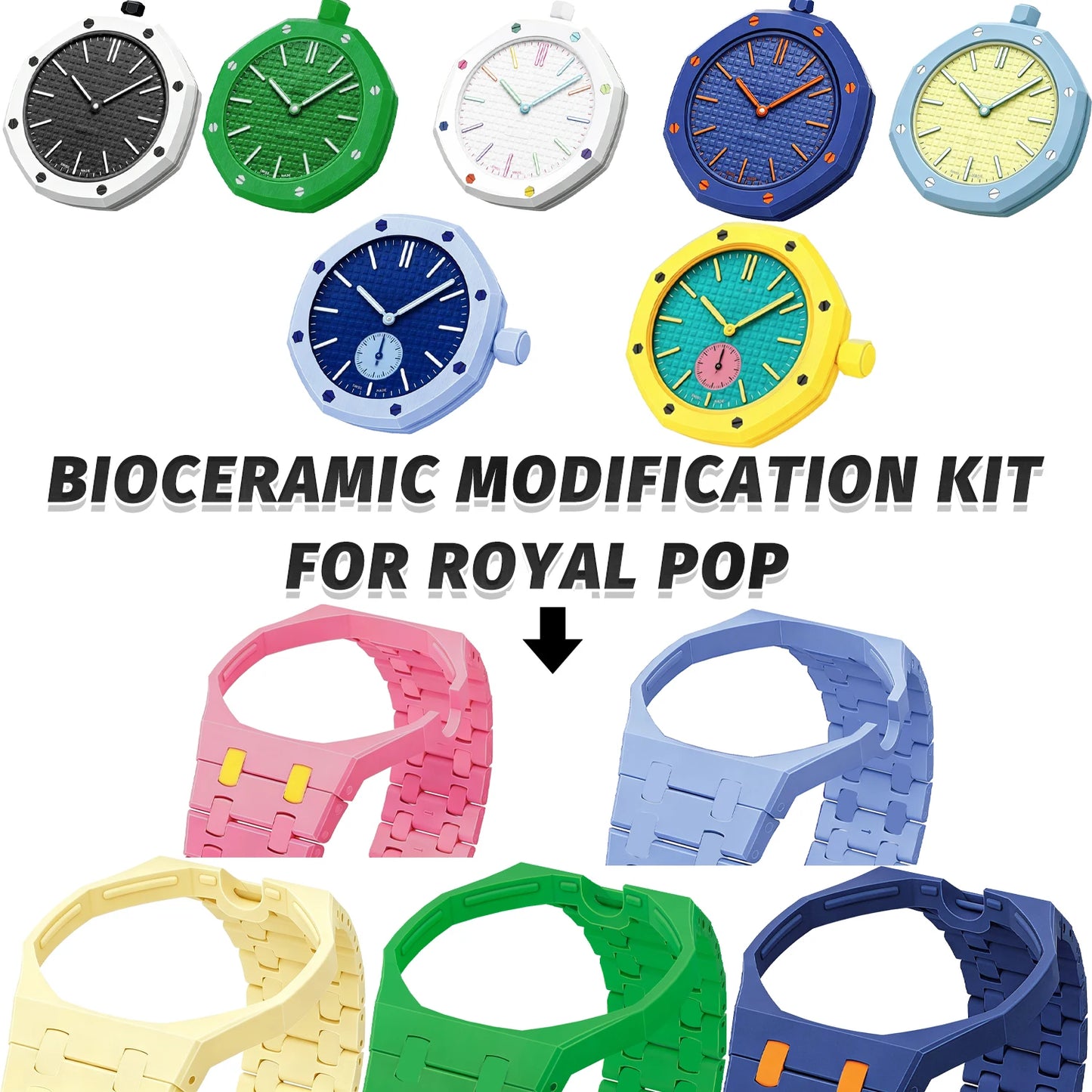 Kit de modificación de cerámica para reloj de bolsillo APXSwatch Royal Pop Series, accesorios personalizados Dopamine