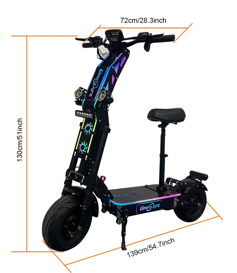 Scooter Eléctrico G14 72V 10000W LIVIAE con Doble Motor, Arranque con Tarjeta NFC, Asiento Gratis, Scooter Eléctrico de Largo Alcance 40-100AH