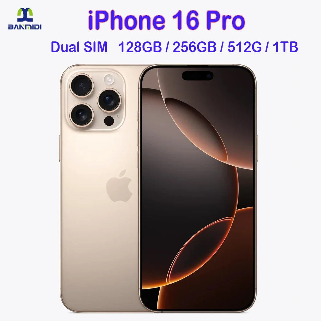 100% Original iPhone 16 Pro MAX Smartphone 6,9 "Dual SIM desbloqueado 5G teléfono celular Retina XDR OLED 6,3" 16 Pro 128GB/256GB/512GB/1T
