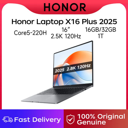 Honor Laptop X16 Plus 16 pulgadas 2025 Intel Core5-220H 16GB/32GB RAM 1TB/2TB SSD 2.5K 120Hz Computadora portátil delgada y liviana