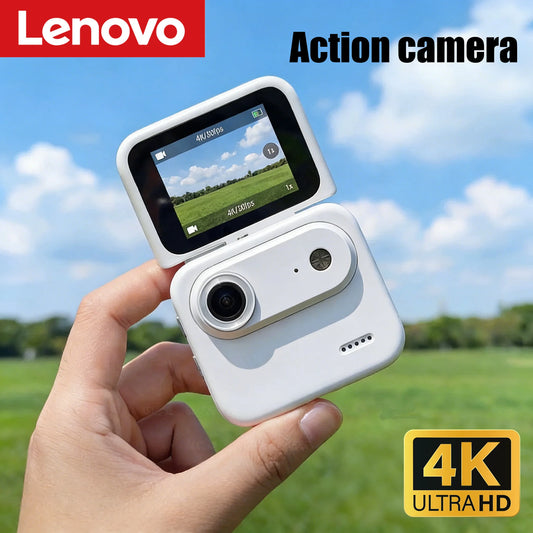 Cámara Deportiva Mini Lenovo 4K, Grabación Ultra Clara, Grabadora VLOG, Pantalla Abatible, Antivibración 143 °   Cámara de Ciclismo con Lente Gran Angular