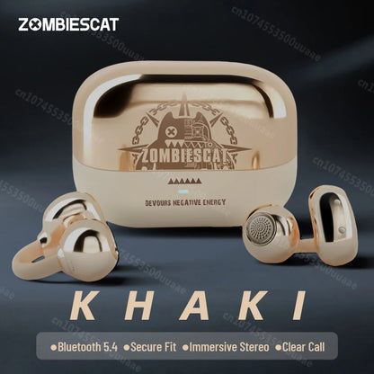 Auriculares con Clip para Oreja Zombescat B15 OWS 360 °   Auriculares Inalámbricos Bluetooth 5.4 con Sonido Estéreo Envolvente, Cancelación de Ruido ENC, Llamadas Nítidas, Auriculares TWS