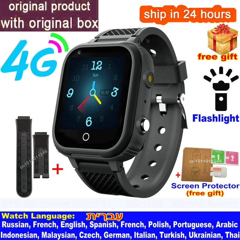 Reloj inteligente LT21 para niños, 4G, GPS, WIFI, llamada de vídeo, SOS, IP67, resistente al agua, Monitor de cámara, ubicación, reloj de teléfono