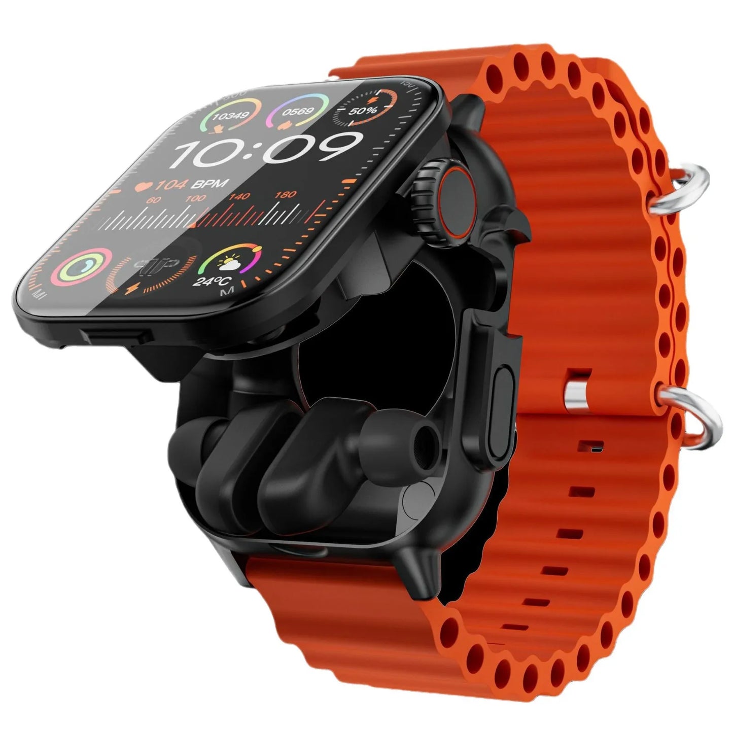 Reloj inteligente 2 en 1 GT8 con pantalla completa táctil Bluetooth con auriculares reloj inteligente monitor de ritmo cardíaco y presión arterial reloj deportivo