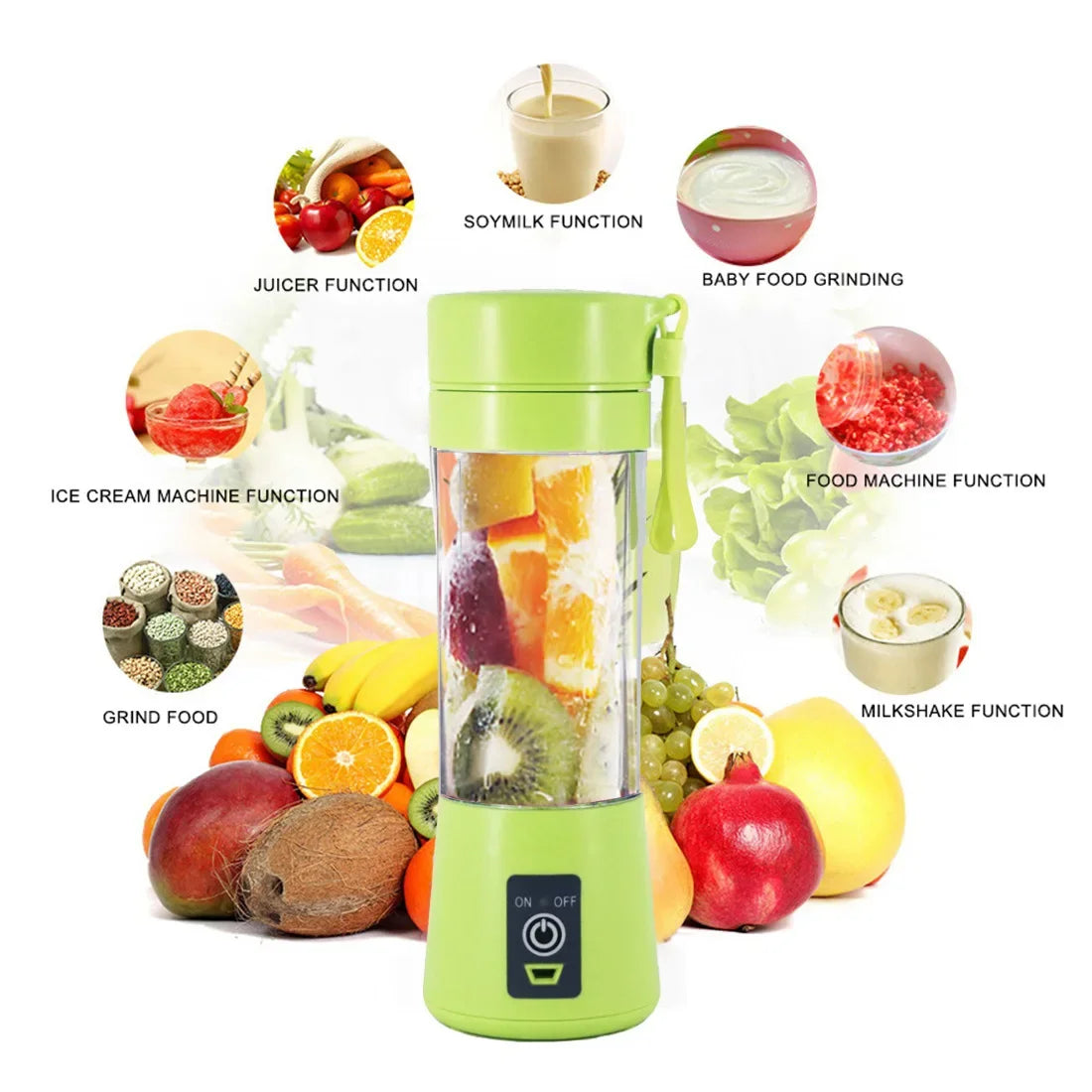 Licuadora exprimidora portátil, taza de jugo de viaje USB, máquina mezcladora de alimentos para bebés con 6 cuchillas actualizadas con potente motor de carga de 4000mAh