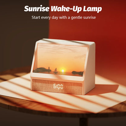 Despertador Bluetooth con luz de amanecer, luz de mesa con ruido blanco, luz para despertar con 12 sonidos, reloj de sueño regulable para adultos y niños, para dormitorio