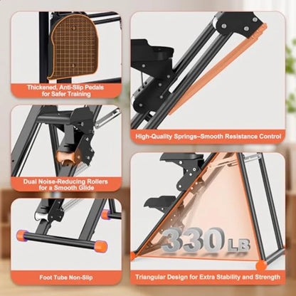 Escaladora para Gimnasio en Casa 2.0, Máquina de Subir Escaleras con 3 Niveles de Resistencia Ajustable, Pedales Antideslizantes, Monitor Digital y Teléfono