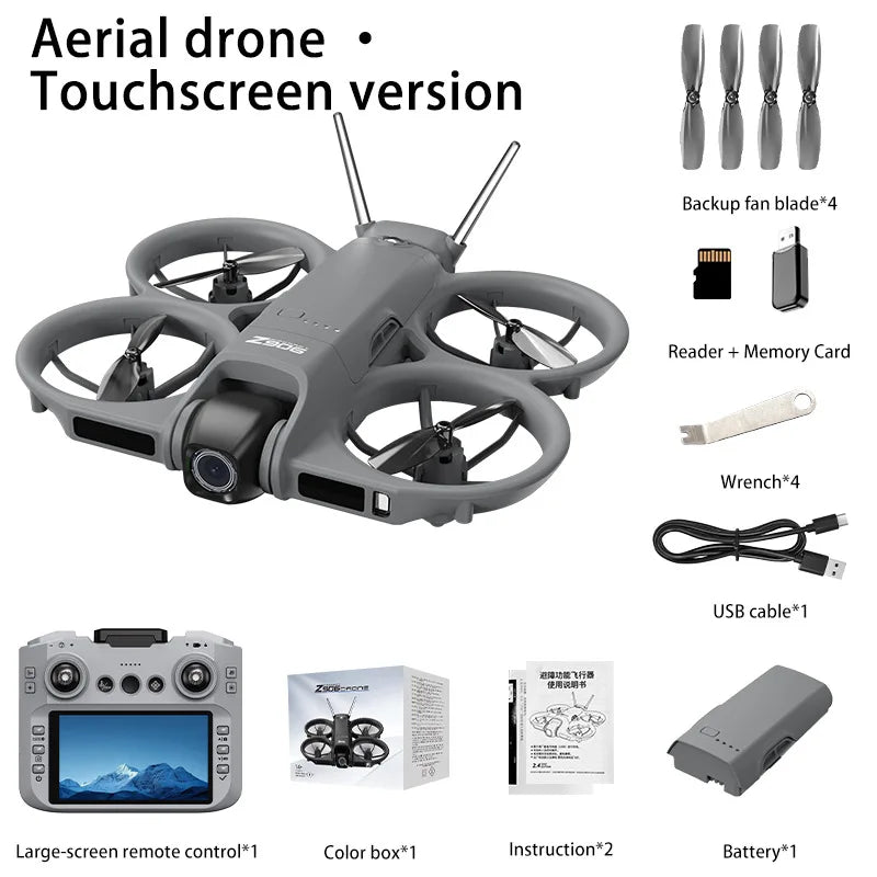 Mini Dron FPV Z906 de Fábrica con Pantalla de 4.3 Pulgadas, Control Remoto, Cámara 4K, Evitación de Obstáculos de 3 Lados, 180 °   Quadcopter Eléctrico con Flujo Óptico y Lente