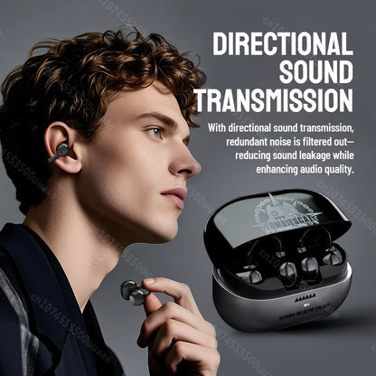 Auriculares con Clip para Oreja Zombescat B15 OWS 360 °   Auriculares Inalámbricos Bluetooth 5.4 con Sonido Estéreo Envolvente, Cancelación de Ruido ENC, Llamadas Nítidas, Auriculares TWS