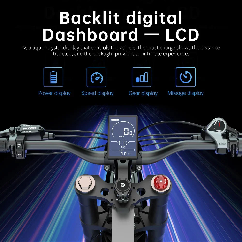 Bicicleta eléctrica X21MAX, 78 KM/H (49MPH), batería de litio 60V30Ah 3000W, neumáticos todoterreno 70/100-19, doble absorción de impactos hidráulica