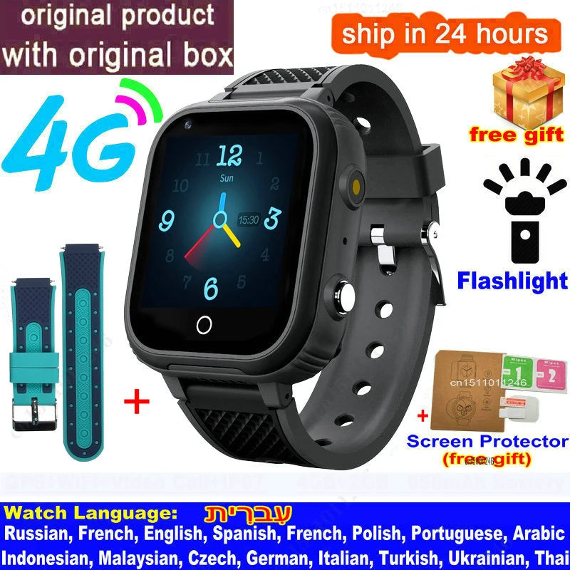 Reloj inteligente LT21 para niños, 4G, GPS, WIFI, llamada de vídeo, SOS, IP67, resistente al agua, Monitor de cámara, ubicación, reloj de teléfono