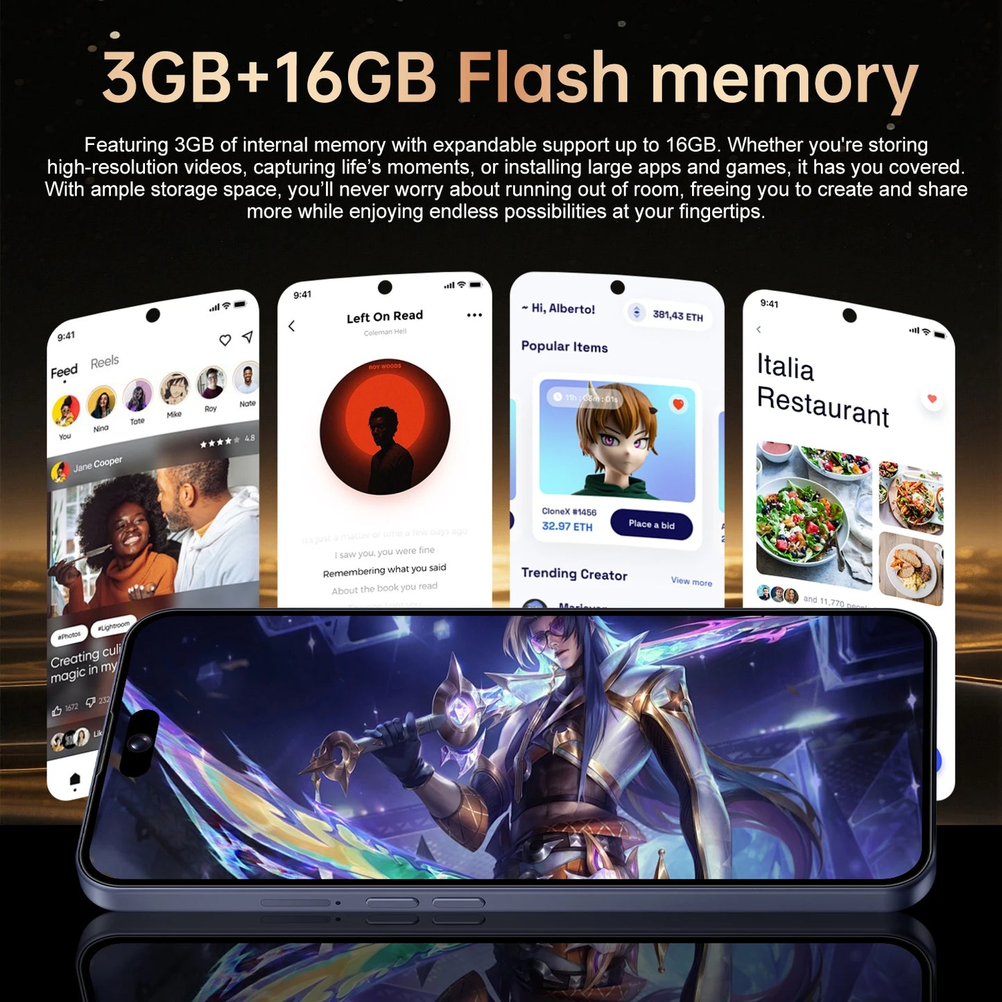 IVMI Global 17 Pro Max Smartphone Android10 3GB RAM 16GB ROM 6.7'' Doble tarjeta SIM GPS Desbloqueo facial Teléfonos móviles con red 4G