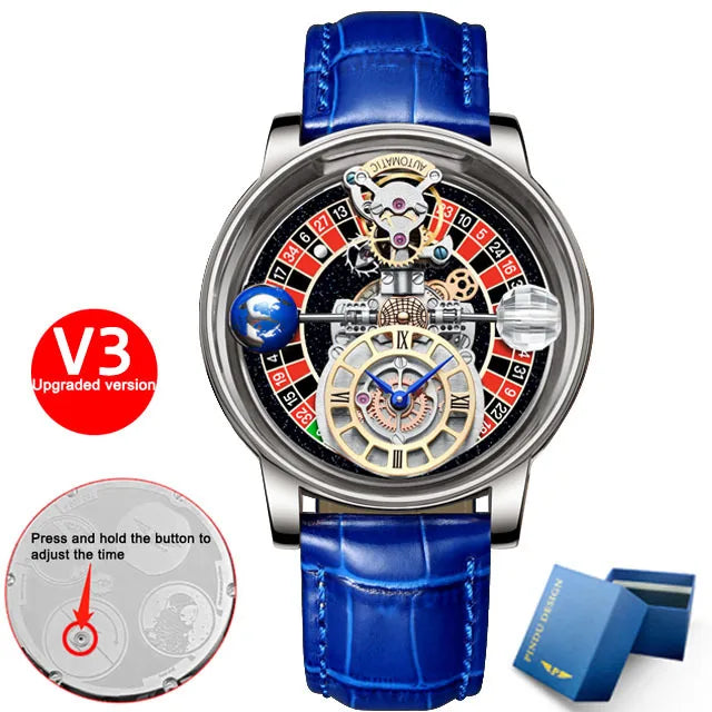 Las Vegas Roulette PINDU DESIGN Relojes para hombre Reloj de cuarzo Astronomia de lujo de primeras marcas Montre Homme