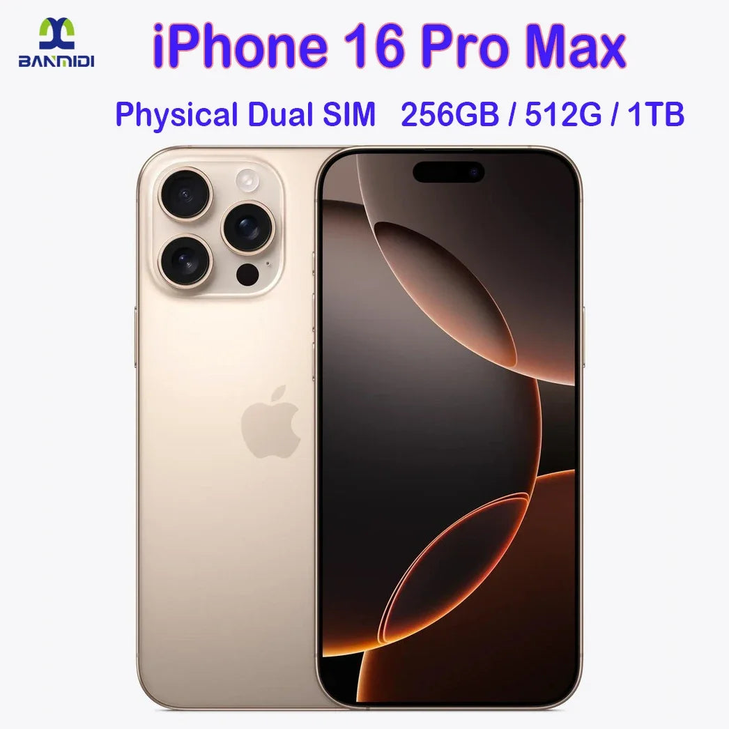 100% Original iPhone 16 Pro MAX Smartphone 6,9 "Dual SIM desbloqueado 5G teléfono celular Retina XDR OLED 6,3" 16 Pro 128GB/256GB/512GB/1T