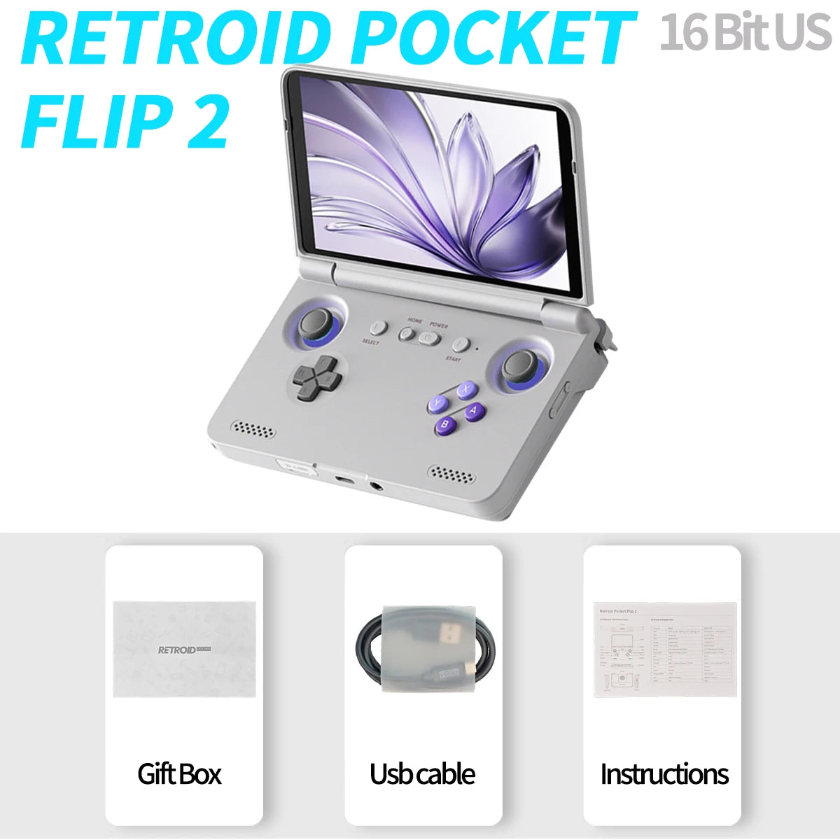 Consola de Juegos Retro Portátil Retroid Pocket Flip2 2026, Android 13, Pantalla Táctil AMOLED de 5.5 Pulgadas, Reproductor de Video, Wifi, Bluetooth, PSP, PS2