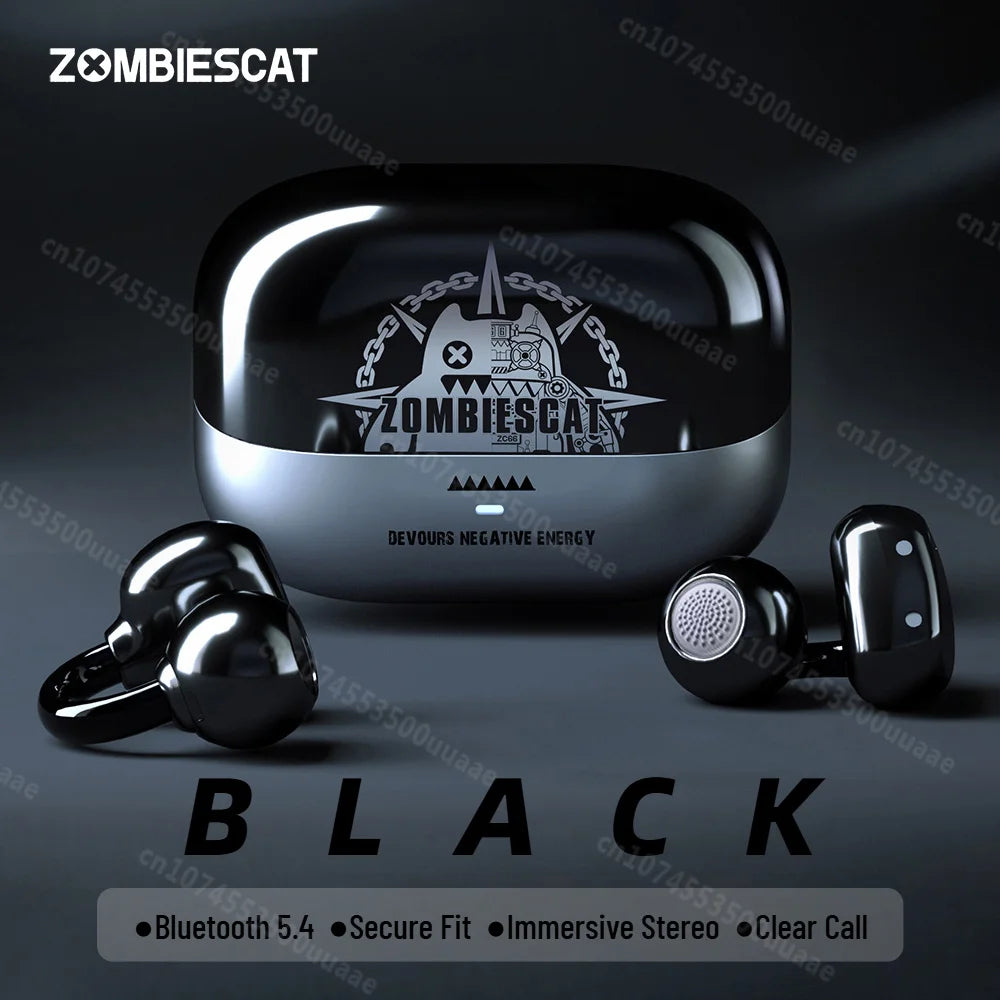 Auriculares con Clip para Oreja Zombescat B15 OWS 360 °   Auriculares Inalámbricos Bluetooth 5.4 con Sonido Estéreo Envolvente, Cancelación de Ruido ENC, Llamadas Nítidas, Auriculares TWS