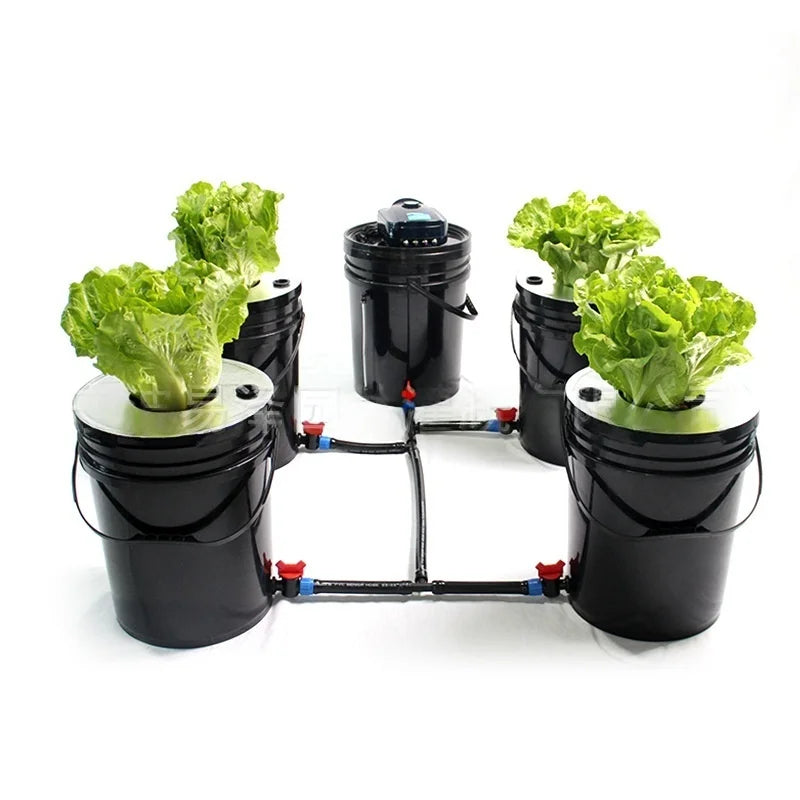 Kit de Cultivo Hidropónico Moderno de 20L, 4 Piezas, Color Negro, Material Plástico PP, Duradero por 10 Años, para Cultivo de Tomate/Plantas de Hoja