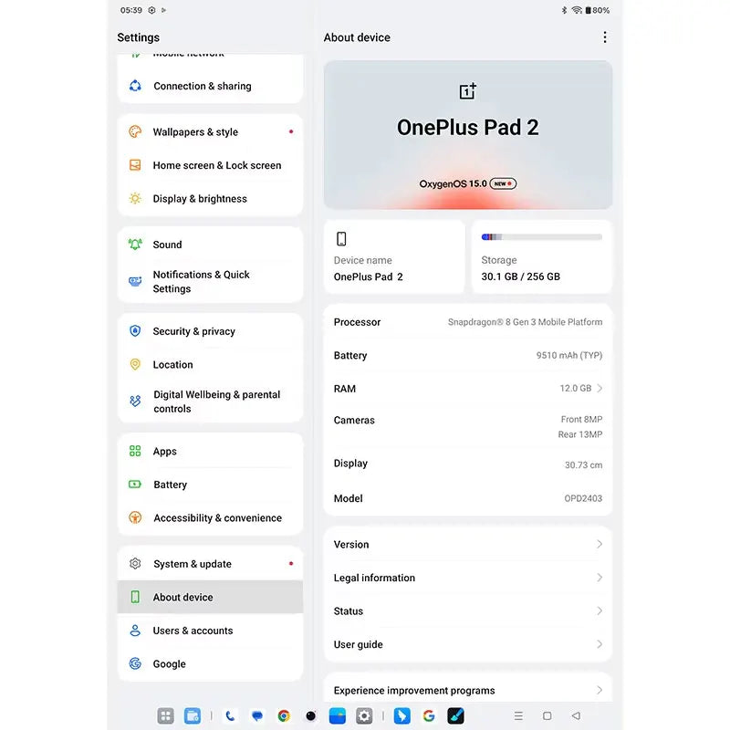 Versión Global OnePlus Pad 2 pantalla de 12,1 "144Hz tableta Android Snapdragon 8 Gen 3 procesador 9510mAh batería OxygenOS 14,1