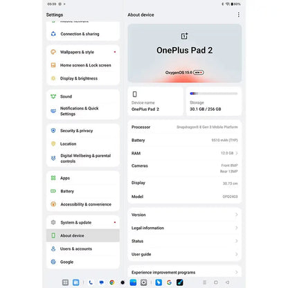 Versión Global OnePlus Pad 2 pantalla de 12,1 "144Hz tableta Android Snapdragon 8 Gen 3 procesador 9510mAh batería OxygenOS 14,1