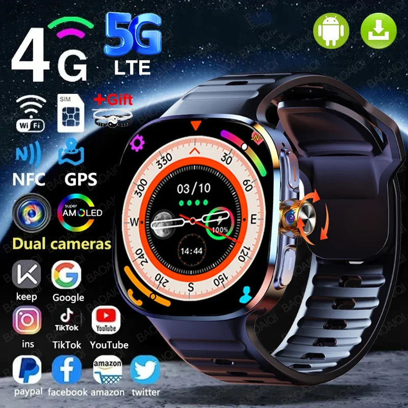 Reloj inteligente 4G/5G con pantalla más grande de 2,40 pulgadas con 190 °   Cámara giratoria GPS posición WIFI conectar aplicación descargar Android 10.0 reloj inteligente
