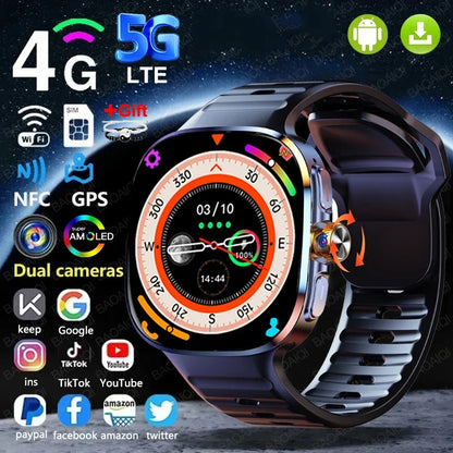 Reloj inteligente 4G/5G con pantalla más grande de 2,40 pulgadas con 190 °   Cámara giratoria GPS posición WIFI conectar aplicación descargar Android 10.0 reloj inteligente