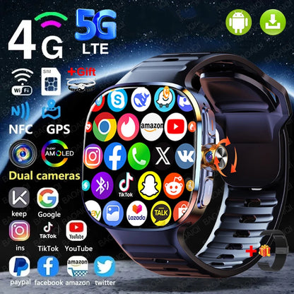 Reloj inteligente 4G/5G con pantalla más grande de 2,40 pulgadas con 190 °   Cámara giratoria GPS posición WIFI conectar aplicación descargar Android 10.0 reloj inteligente