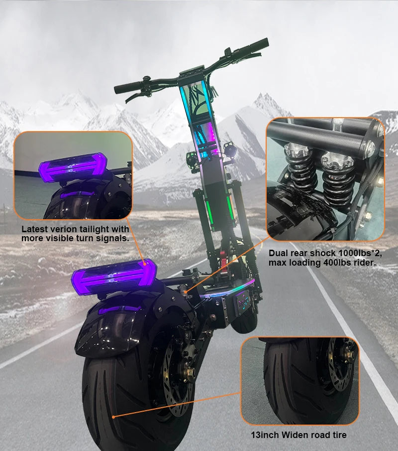 Scooter Eléctrico G14 72V 10000W LIVIAE con Doble Motor, Arranque con Tarjeta NFC, Asiento Gratis, Scooter Eléctrico de Largo Alcance 40-100AH