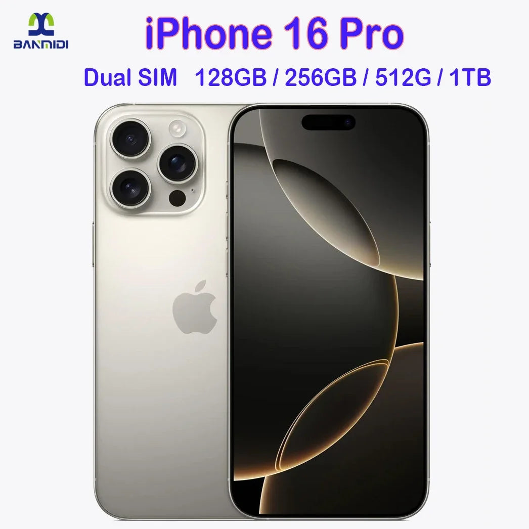 100% Original iPhone 16 Pro MAX Smartphone 6,9 "Dual SIM desbloqueado 5G teléfono celular Retina XDR OLED 6,3" 16 Pro 128GB/256GB/512GB/1T