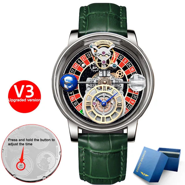 Las Vegas Roulette PINDU DESIGN Relojes para hombre Reloj de cuarzo Astronomia de lujo de primeras marcas Montre Homme