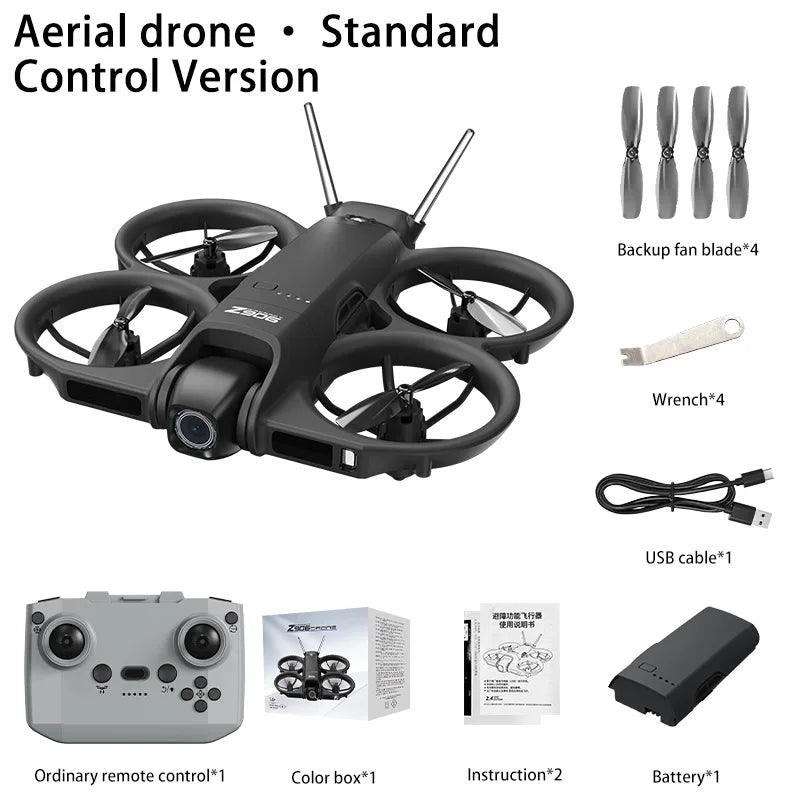 Mini Dron FPV Z906 de Fábrica con Pantalla de 4.3 Pulgadas, Control Remoto, Cámara 4K, Evitación de Obstáculos de 3 Lados, 180 °   Quadcopter Eléctrico con Flujo Óptico y Lente