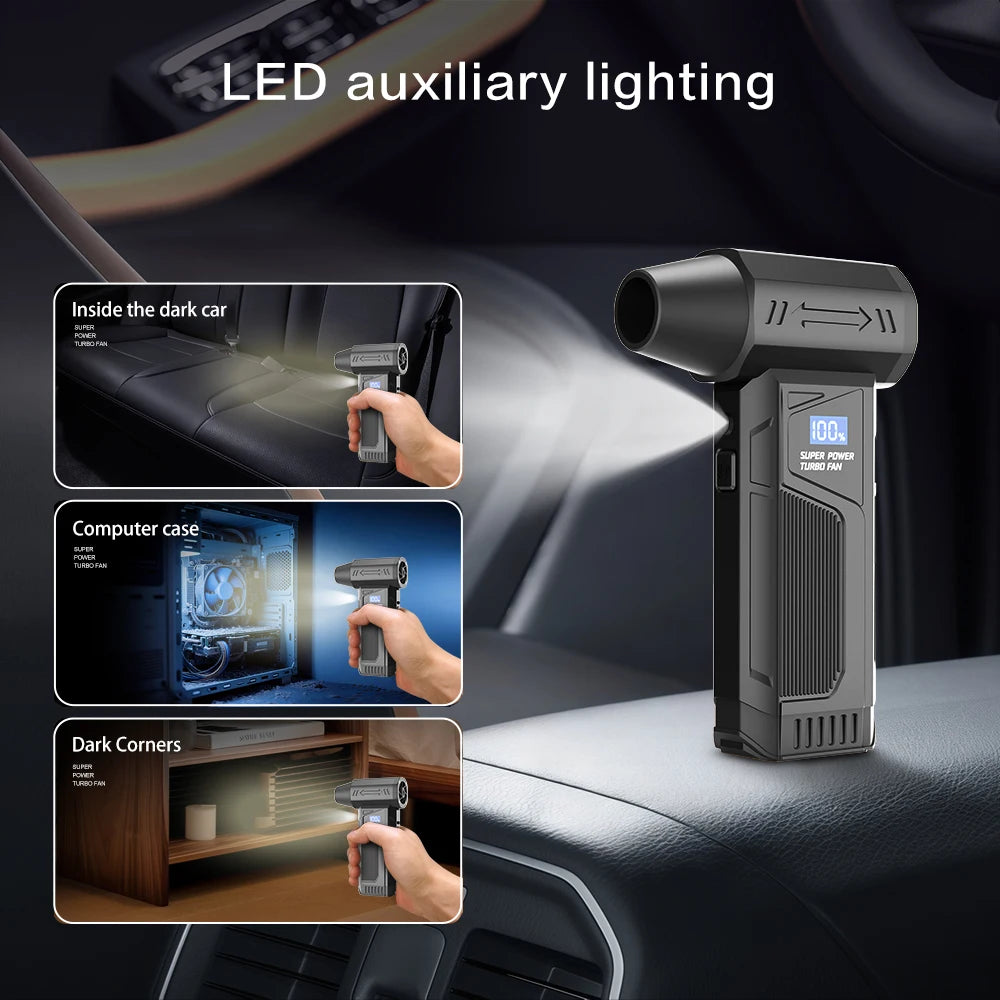 【2026 New】Wireless Jet Fan Brushless Motor Turbo Air Blower for Car Cleaning with LED Light Digital Display Portable Outdoor Use