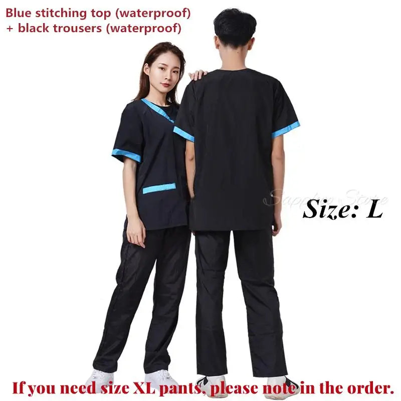 Pet Shop Groomer Work Clothes Waterproof Anti-Static Pet Work Clothes Apron for Dog Cat Hairdressing Grooming Smock G0528