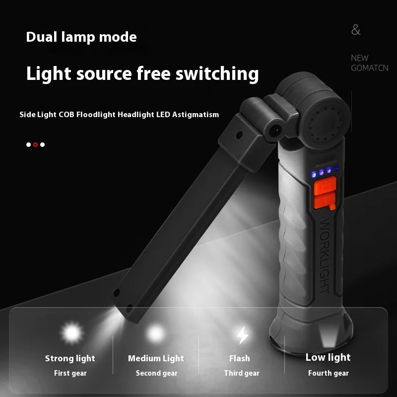 450LM COB LED Worklight Flashlight USB-C 800Ma Work Light Magnetic 360° Garage Repair Inspection Lamp 4Mode Pocket Flood Light