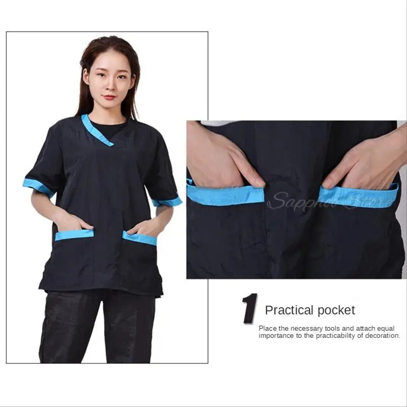 Pet Shop Groomer Work Clothes Waterproof Anti-Static Pet Work Clothes Apron for Dog Cat Hairdressing Grooming Smock G0528