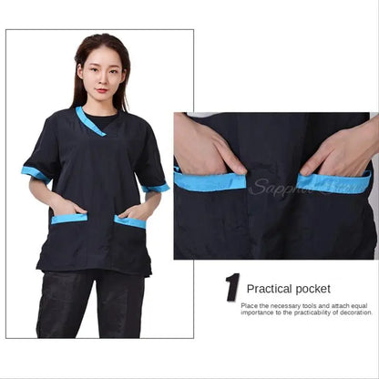 Pet Shop Groomer Work Clothes Waterproof Anti-Static Pet Work Clothes Apron for Dog Cat Hairdressing Grooming Smock G0528