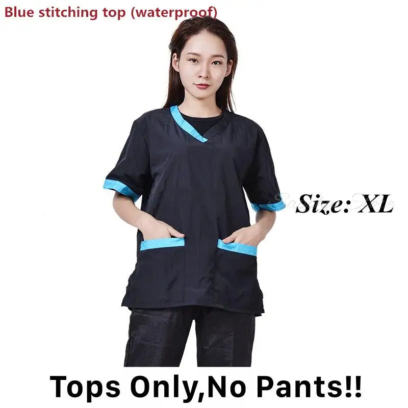 Pet Shop Groomer Work Clothes Waterproof Anti-Static Pet Work Clothes Apron for Dog Cat Hairdressing Grooming Smock G0528