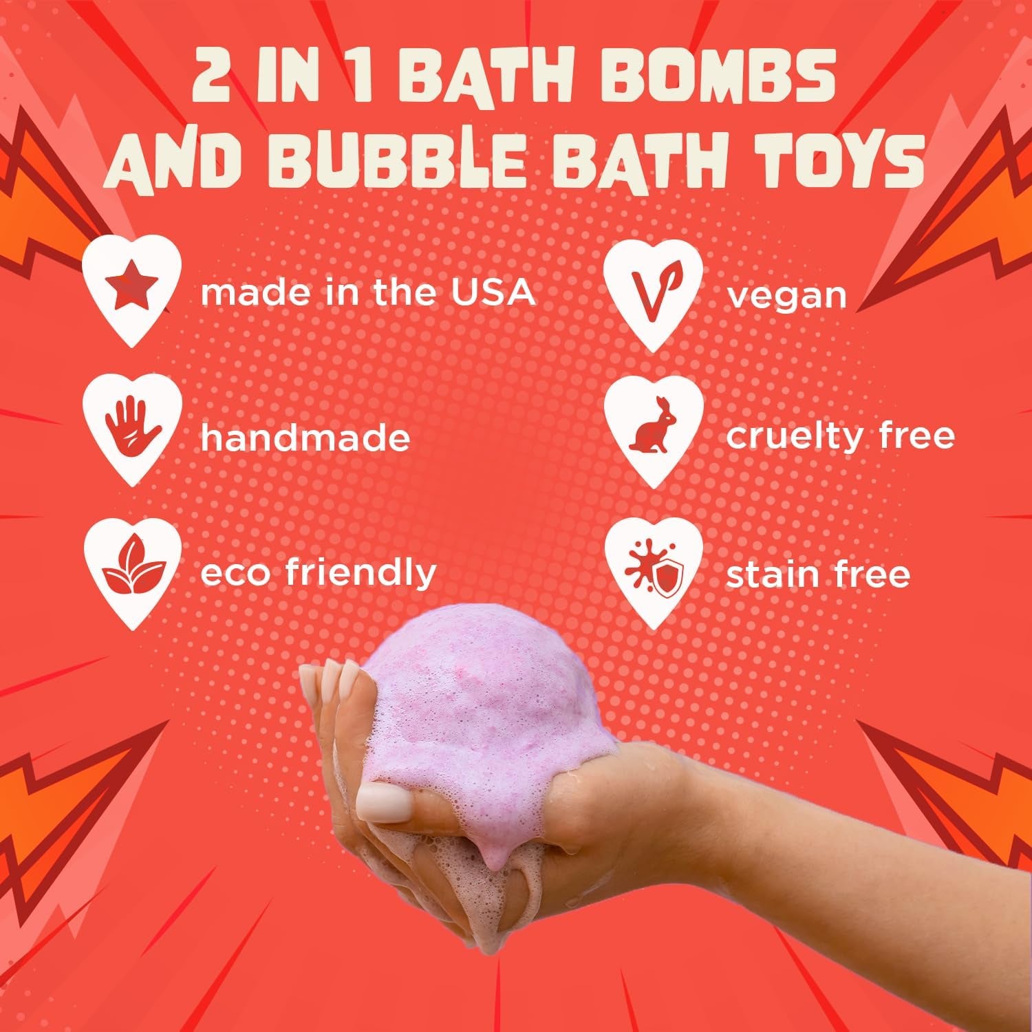 Superhero Bath Bombs for Kids with Surprise Toys inside (6 Pack) - Large Bubble Bomb Fizzies for Boys, Girls, & Toddlers - Birthday Gift for Kids - Fruity Scent, USA Made by
