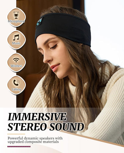 Sleep Headphones Bluetooth Wireless Sports Headband, Long Playtime Lightweight Headphones Hi-Fi Stereo Ergonomic ASMR Sleep Headphone Cool Gadget Gift for Men Women Black