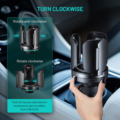 Car Cup Holder Expander, Adjustable Car Cup Holder Fits for 2.5"-5.5" Water Bottles, Coffee Mugs, Cans
