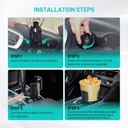 Car Cup Holder Expander, Adjustable Car Cup Holder Fits for 2.5"-5.5" Water Bottles, Coffee Mugs, Cans