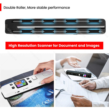 A4 Iscan Mini Portable Document & Images Photo Scanner Wifi 1050 DPI JPG/PDF Handheld High Speed Scanner for School Business Use
