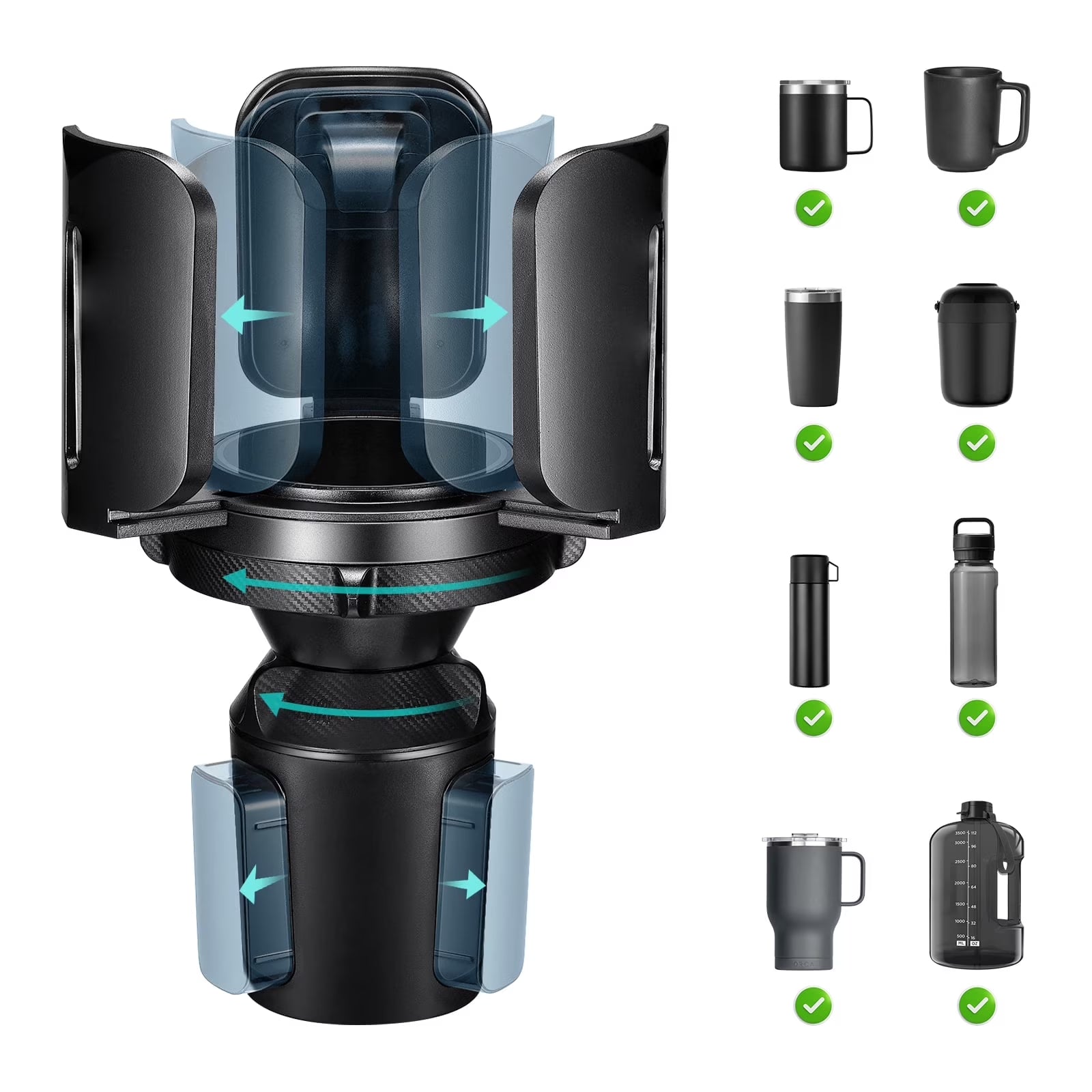 Car Cup Holder Expander, Adjustable Car Cup Holder Fits for 2.5"-5.5" Water Bottles, Coffee Mugs, Cans